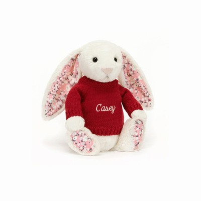 Jellycat Blossom Cherry Bunny with Red Jumper USA | 27310WGUS